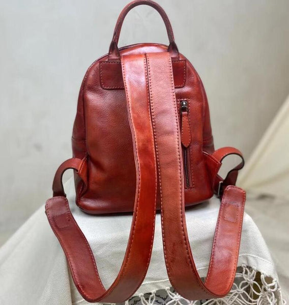 Small Ladies Leather Backpack Purse Rucksack Bags For Women Side