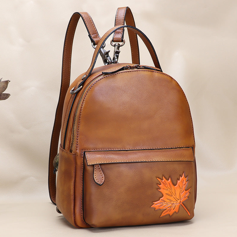 Small Ladies Embossed Leather Backpack Purse Rucksack Cross Shoulder Bag For Women Accessories