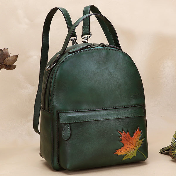 Small Ladies Embossed Leather Backpack Purse Rucksack Cross Shoulder Bag For Women Beautiful