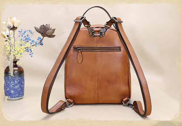 Small Ladies Embossed Leather Backpack Purse Rucksack Cross Shoulder Bag For Women Best