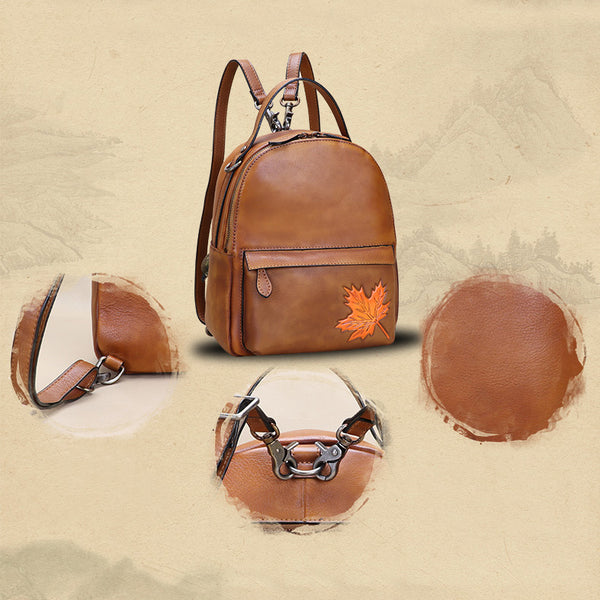 Small Ladies Embossed Leather Backpack Purse Rucksack Cross Shoulder Bag For Women Boutique