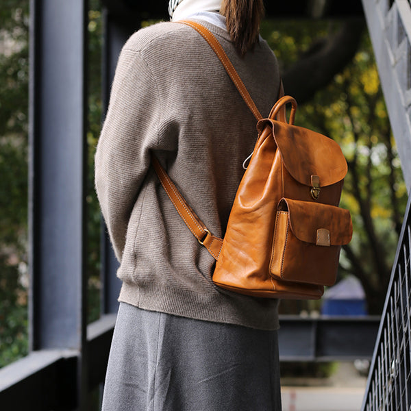 Small Ladies Leather Rucksack Leather Backpack Purse Bag For Women Affordable
