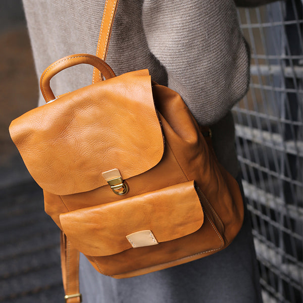 Small Ladies Leather Rucksack Leather Backpack Purse Bag For Women