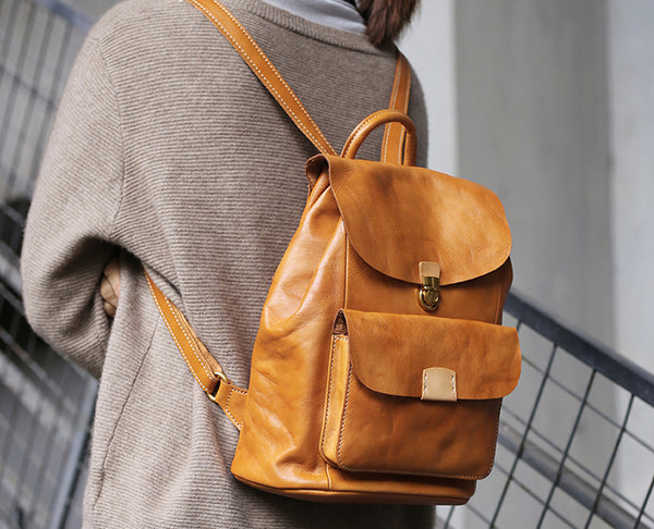Small Ladies Leather Rucksack Leather Backpack Purse Bag For Women