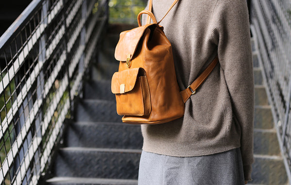 Small Ladies Leather Rucksack Leather Backpack Purse Bag For Women Cowhide