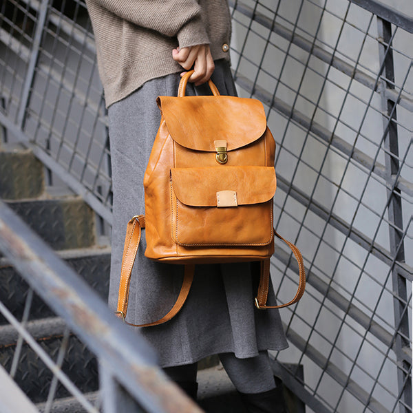 Small Ladies Leather Rucksack Leather Backpack Purse Bag For Women Details