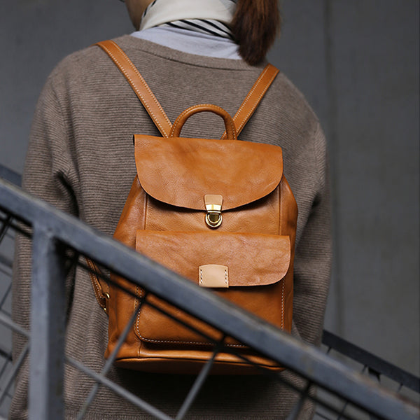 Small Ladies Leather Rucksack Leather Backpack Purse Bag For Women Fashion