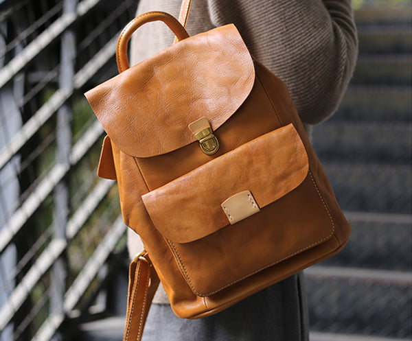 Small Ladies Leather Rucksack Leather Backpack Purse Bag For Women Funky