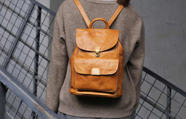 Small Ladies Leather Rucksack Leather Backpack Purse Bag For Women Genuine Leather