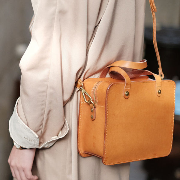 Small Ladies Leather Side Bag Purse Shoulder Handbags for Women Brown