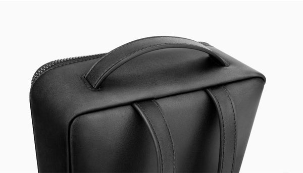 Small Ladies Square Leather Backpack Purse Black Leather Rucksack Handbag For Women Cowhide