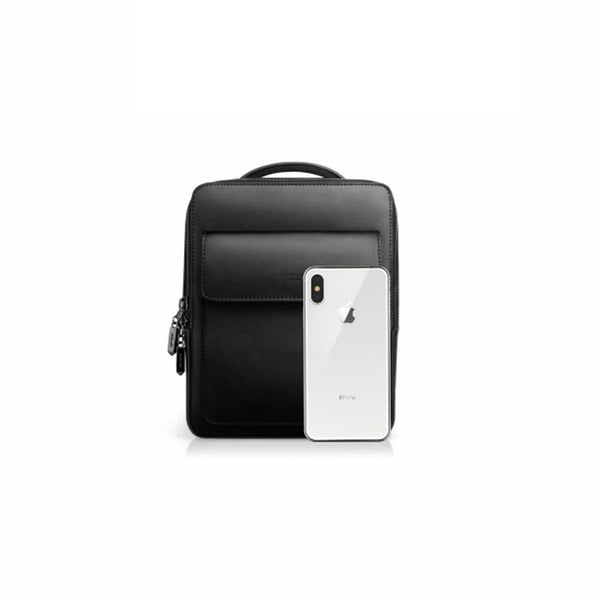 Small Ladies Square Leather Backpack Purse Black Leather Rucksack Handbag For Women Designer