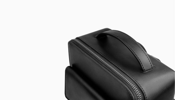 Small Ladies Square Leather Backpack Purse Black Leather Rucksack Handbag For Women Funky