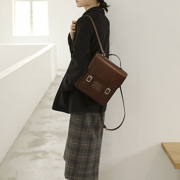 Small Ladies Square Leather Flap Backpack Purse Knapsack for Women Boutique