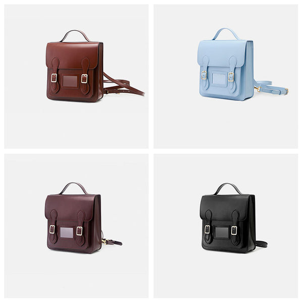 Small Ladies Square Leather Flap Backpack Purse Knapsack for Women Designer