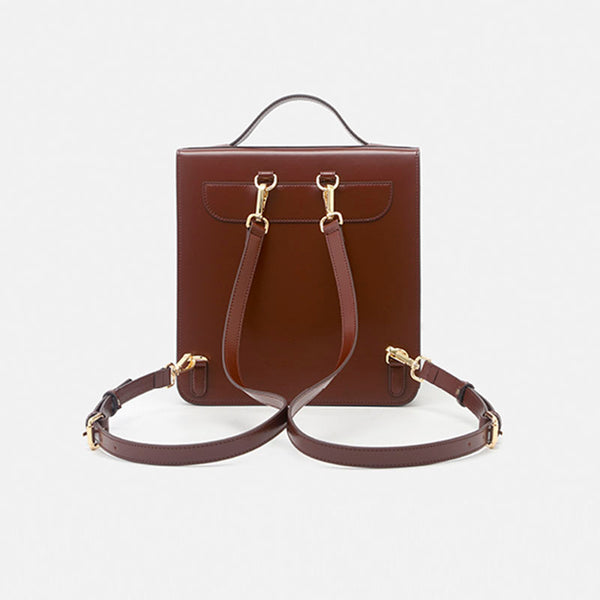 Small Ladies Square Leather Flap Backpack Purse Knapsack for Women Durable