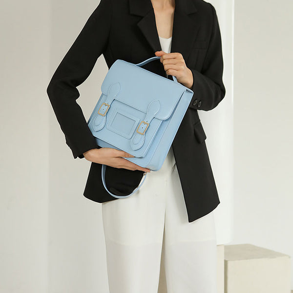 Cute Womens Blue Leather Backpacks Purses Small Rucksack Bags for Women