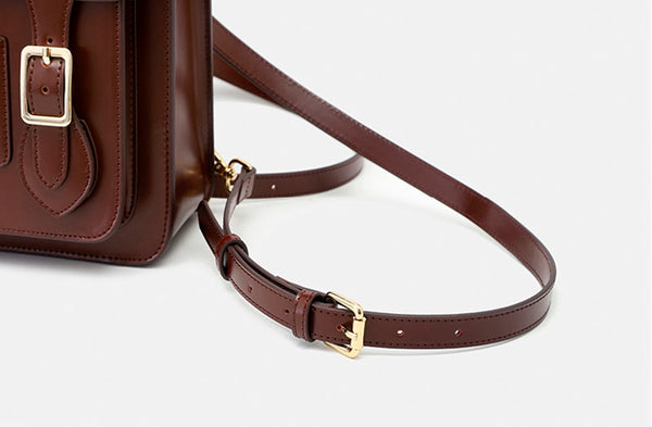 Small Ladies Square Leather Flap Backpack Purse Knapsack for Women Gift