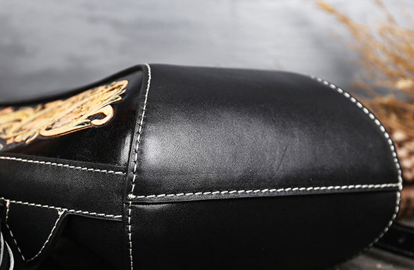 Small Ladies Tooled Leather Backpack Purse Boho Rucksack Bag For Women Black