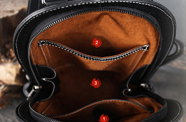 Small Ladies Tooled Leather Backpack Purse Boho Rucksack Bag For Women Inside