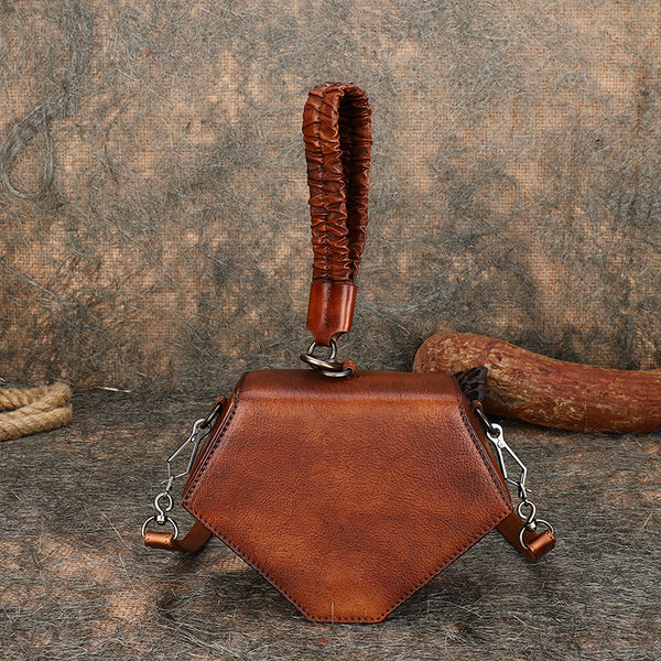 Small Ladies Vintage Leather Clutch Purse With Hand Strap Handbags For Women