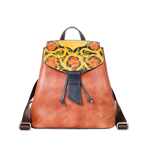 Small Ladies Western Leather Bucket Backpack Purse Small Rucksack Bag For Women Best