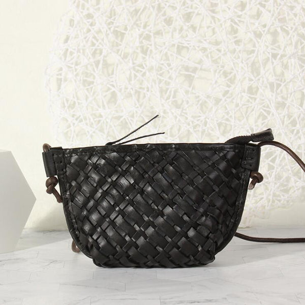 Small Ladies Woven Leather Crossbody Purse Cross Shoulder Bag For Women Chic