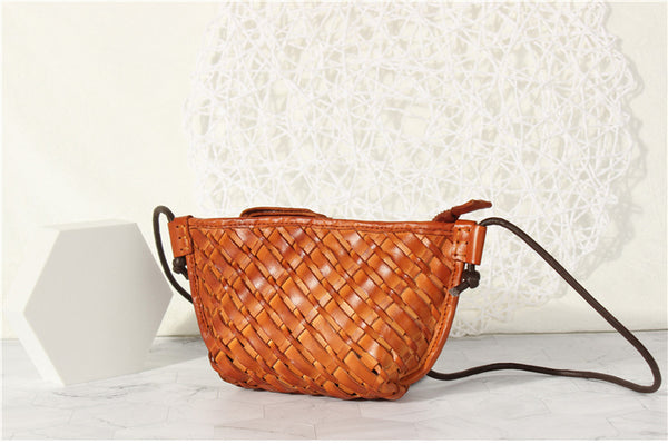Small Ladies Woven Leather Crossbody Purse Cross Shoulder Bag For Women Designer