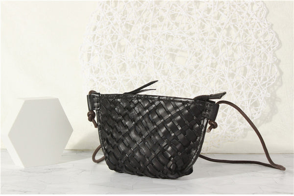 Small Ladies Woven Leather Crossbody Purse Cross Shoulder Bag For Women Funky