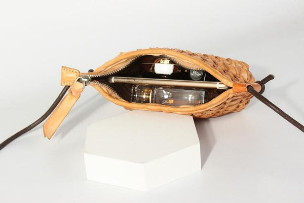 Small Ladies Woven Leather Crossbody Purse Cross Shoulder Bag For Women Inside