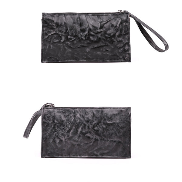 Small Orange Brown Leather Clutch Wallet Purse Side Bag for Womens Durable