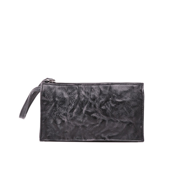 Small Orange Brown Leather Clutch