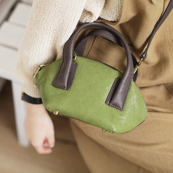 Small Pink Leather Satchel Handbags Over The Shoulder purse for Women Cool