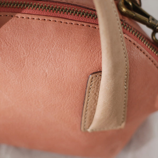 Small Pink Leather Satchel Handbags Over The Shoulder purse for Women Designer