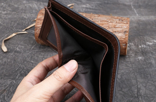 Small Tooled Leather Pocket Wallet Card Holder Wallet For Ladies Cowhide