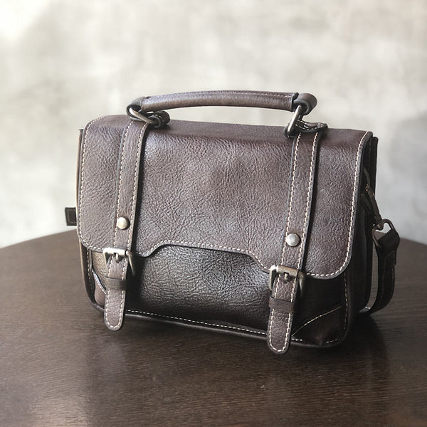 Small Women Black Leather Satchel Bags Shoulder Handbags Beautiful