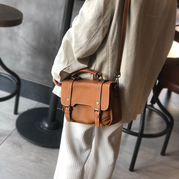 Small Women Black Leather Satchel Bags Shoulder Handbags Cool