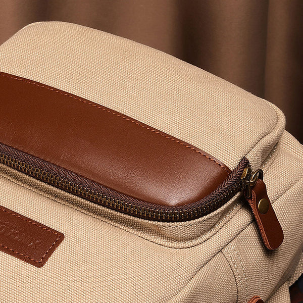 Small Women's Canvas And Leather Backpack Purse Rucksack For Women