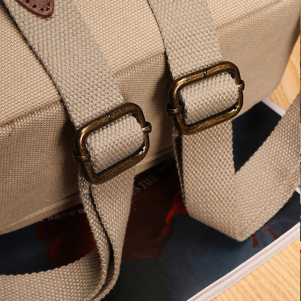 Small Women's Canvas And Leather Backpack Purse Rucksack For Women