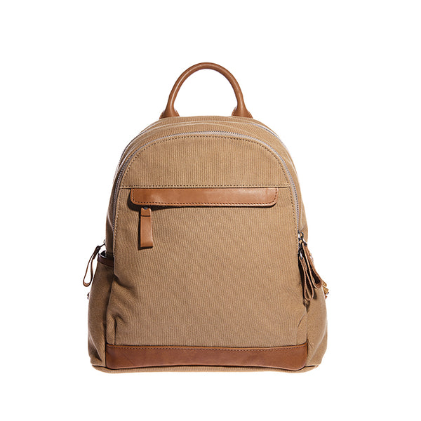 Small Women's Canvas and Leather Rucksack Hiking Backpack Purse for Women Accessories