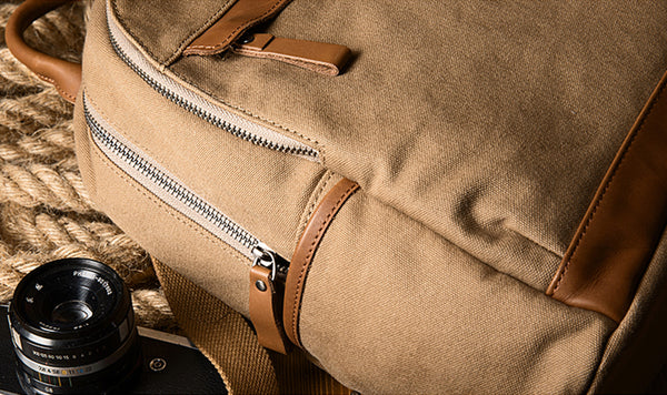 Small Women's Canvas and Leather Rucksack Hiking Backpack Purse for Women Cute