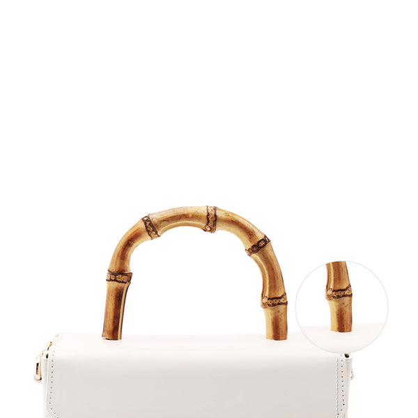 Small Women's Chain Strap Leather Crossbody Satchel With Bamboo Handle Handbags For Women