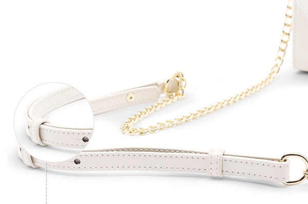 Small Women's Chain Strap Leather Crossbody Satchel With Bamboo Handle Handbags For Women