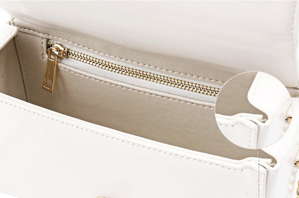 Small Women's Chain Strap Leather Crossbody Satchel With Bamboo Handle Handbags For Women