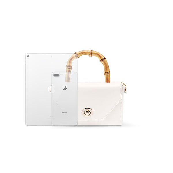 Small Women's Chain Strap Leather Crossbody Satchel With Bamboo Handle Handbags For Women