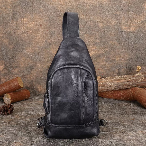 Small Women's Crossbody Chest Bag Leather Sling Bags For Women Black