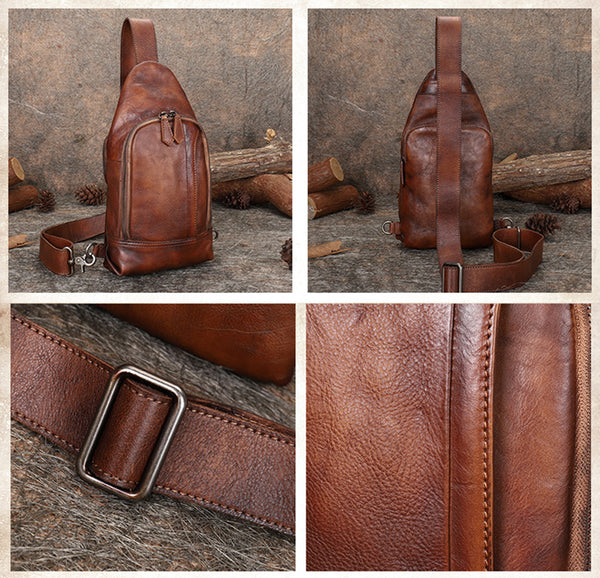 Small Women's Crossbody Chest Bag Leather Sling Bags For Women Casual