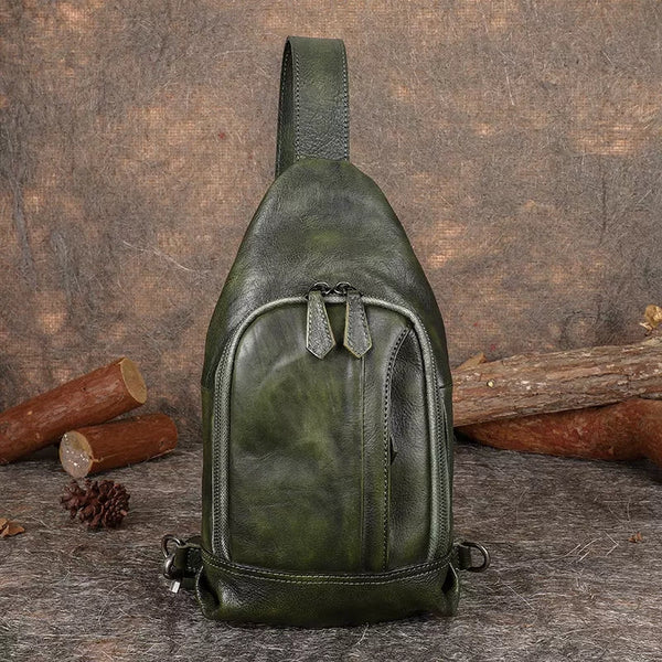 Small Women's Crossbody Chest Bag Leather Sling Bags For Women Green Bag