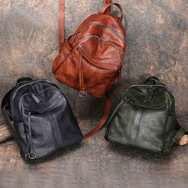 Small Women's Genuine Leather Backpack Bags Purse Stylish Backpacks for Women Chic