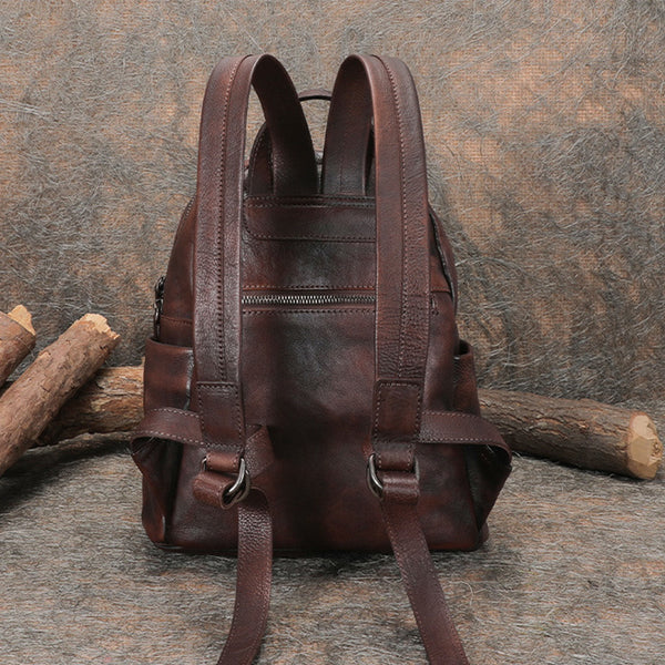 Small Women's Genuine Leather Backpack Bags Purse Stylish Backpacks for Women Cool